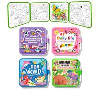 Set di 4 libri da colorare ad acqua per bambini, in EVA, riutilizzabili | EVA antistrappo, impermeabile, bordi arrotondati e sicuri, 4 motivi colorati, compatto, adatto per viaggi, riutilizzabile
