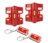 Set di 4 livelle pieghevoli per tubi, con base magnetica, precisione di 0,1 gradi, per misuratore a bolla d'aria, tubi metallici per impianti idraulici HVAC, rosso, arancione, giallo (rosso)