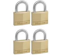 Master Lock 150EURQNOP Confezione da 4 Lucchetti con Chiavi in Ottone, Oro, 6.8 x 5 x 1.4 cm