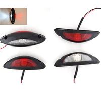 Set di 4 luci di ingombro verticali a LED, 24 V, dotate di contrassegno E-Mark, da applicare sulla scocca di rimorchi, carrelli, camper, roulotte e autocarri, colore: rosso e bianco