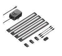 Set di 4 luci LED sottopensile SIRIS nero opaco con touch dimmer piatto 30 cm [EEK: F]