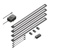 Set di 4 luci LED sottopensile SIRIS nero opaco con touch dimmer piatto 50 cm
