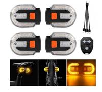 Set di 4 luci per bicicletta con sirena, ricarica USB e telecomando, colore nero per pedalare di notte.