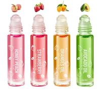 Set di 4 lucidalabbra Fruity idratante, olio per labbra, incolore, fruttato Roll on Lip Oil, Lip Glow a lunga durata, per labbra secche