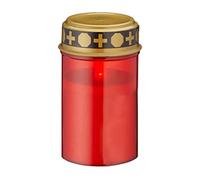Set di 4 lumini funerari a LED, funzionamento a batteria, colore rosso, per cimitero (4 lumini funerari)