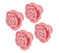 Set di 4 Maniglie a Forma di Rosa, Maniglie in Ceramica per Cassetti Moderni, Pomello per Porta a Foro Singolo per Camera da Letto e Soggiorno(Rosa)