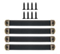 Set di 4 maniglie in pelle con anima in ferro per mobili e stoccaggio, fori preforati consentono un'installazione rapida, viti fornite