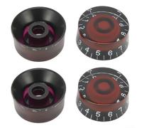 Set di 4 manopole per chitarra in stile vintage per Les PaulVolume Manopole di controllo del tono con ingrandimento chiaro delle cifre, manopole in plastica rosse e nere per LP