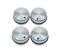 Set di 4 manopole potenziometro a vite in alluminio, 25 x 15,5 mm, metallo, universale con indicatore per chitarra, basso,
