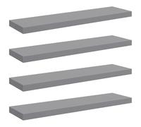 Set di 4 mensole sospese da parete, colore grigio, 90 x 23,5 x 3,8 cm, a nido d'ape e telaio in metallo, moderna libreria con sistema di montaggio invisibile, mensola salvaspazio per soggiorno