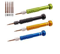 Set di 4 mini cacciaviti 5 in 1, multifunzione, di precisione, per la riparazione di occhiali, cacciaviti tascabili in acciaio S2 per occhiali, orologi, computer portatili, elettronica e gioielli