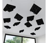 Set di 4 mini diffusori acustici 3D da soffitto sospesi | Pannelli HDF 3D con kit di sospensione | Design moderno per migliorare il suono | 23 × 23 cm | Colore:[Plastica nera lucida | ZARINITY]