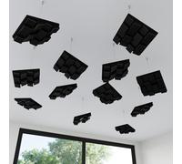 Set di 4 mini diffusori acustici 3D da soffitto sospesi | Pannelli HDF 3D con kit di sospensione | Design moderno per migliorare il suono | 23 × 23 cm | Colore:[Nero | ZARINITY]