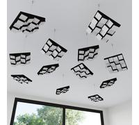 Set di 4 mini diffusori acustici 3D da soffitto sospesi | Pannelli HDF 3D con kit di sospensione | Design moderno per migliorare il suono | 23 × 23 cm | Colore:[Bianco | ZARINITY]