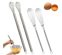 Set di 4 mini fruste, frusta piccola in acciaio inox, 2 x 7 pollici e 2 x 9 pollici, frusta piatta per tazze e ciotole