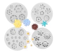 Set di 4 mini stampi in silicone a forma di margherita, per fondente in silicone, senza BPA, per cioccolato, fondente, decorazione per torte