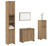 Set di 4 mobili da bagno in rovere Artisan, mobiletto sottolavabo | Resistente all'umidità, robusto, superficie liscia, facile da pulire, supporto da parete per fissaggio