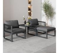 Set di 4 mobili da giardino da balcone per 2 persone, 2 sedie + 2 sgabelli, set da giardino per verande, cortili, terrazze, balconi, bordi della piscina