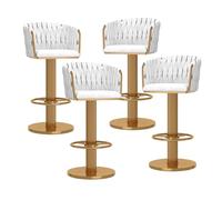 Set di 4 moderni sgabelli da bar girevoli in velluto dorato, altezza regolabile, con schienale, per cucina, casa, isola, pub, sala da pranzo