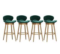 Set di 4 moderni sgabelli da bar girevoli in velluto verde con schienale, sedie da cucina a isola, design imbottito in metallo, ideali per cena, intrattenimento e decorazione della casa