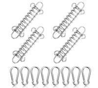 Set di 4 molle di trazione con ganci, in acciaio inossidabile, ad alta resistenza, con 8 moschettoni, per tenda da campeggio