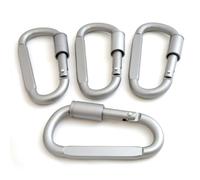 Set di 4 moschettoni a D, 6 mm, in robusto alluminio opaco, chiusura con filettatura (a vite), moschettoni per tutti gli scopi ma non adatto per arrampicata, Marca Ganzoo