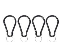 Set di 4 moschettoni grandi, a moschettone, per chiavi, con moschettone, in alluminio, colore nero, per guinzaglio, borse, portachiavi