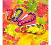 Set di 4 Moschettoni Leggeri in Alluminio - Colorati e Resistenti - Perfetti per Campeggio, Zaini, Guinzagli, Pesca, Portachiavi - Dimensioni 5/6/7/8 cm (Non per Arrampicata)