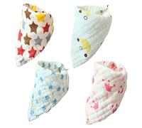 Set di 4 Mussola Bandana Dribblare Bavaglini per Bambini Toddler 100% Cotone Morbido Assorbente Dentizione da Harson&Jane (D)