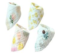 Set di 4 Mussola Bandana Dribblare Bavaglini per Bambini Toddler 100% Cotone Morbido Assorbente Dentizione da Harson&Jane (A)