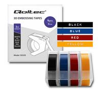 Set di 4 nastri 3D Qoltec per DYMO Omega Embosser | 9 mm 3 m | 4 colori | Auto