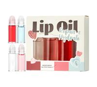Set di 4 oli idratanti per le labbra, lucidalabbra nutriente con applicatore roll-on, lucentezza a lunga durata, non appiccicoso, colorato e colorato, regalo per le feste per le donne