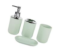 Set di 4 organizer da bagno per spazzolino da denti, dispenser di sapone, accessori da bagno bianchi moderni, decori da bancone, portasapone e dispenser di liquidi