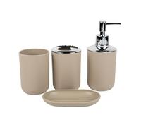 Set di 4 organizer da bagno per spazzolino da denti, dispenser di sapone, accessori da bagno bianchi moderni, decori da bancone, portasapone e dispenser di liquidi