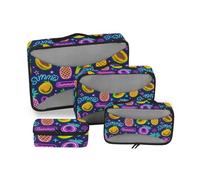 Set di 4 organizer da viaggio per Mesh Travel Essentials Estate Neon Frutta Ananas frutta cubi di imballaggio leggeri per pannolini