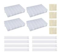 Set di 4 organizer per fili da ricamo, 100 rocchetti in plastica, organizer per filo da ricamo e adesivi vuoti, per riporre il ricamo a punto croce
