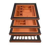Set di 4 organizer salvaspazio per armadio: appendiabiti scorrevoli estraibili per pantaloni, scatola per biancheria intima, portagioie e binario scorrevole ammortizzante (arancione, 56 x 47 cm)