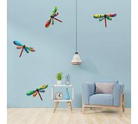 Set di 4 Ornamenti Da Appendere con Sculture di Libellule Multicolori