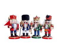 Set di 4 ornamenti in legno di noce soldato re burattino figure di legno decorazione di Natale bambini Capodanno regalo set di legno Natale