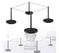Set di 4 paletti corti per musei, 45 cm, per il controllo della folla, con corda elastica da 5 metri, in acciaio inossidabile, ideali per una gestione efficace del flusso di visitatori