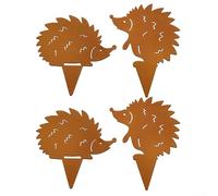 Set di 4 paletti da giardino rustici a forma di riccio, in metallo resistente alle intemperie, per decorazione autunnale per uso esterno in giardini, prati e balconi