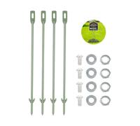 Set di 4 paletti in metallo, 43 cm, in metallo, con vite, per il montaggio di cartelli, tende, piante rampicanti (verde X4)