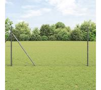 Set di 4 pali rettangolari in acciaio grigio per recinzione da giardino e terrazza, robusti pali per ringhiera per esterni sicuri, resistenti alle intemperie e alla corrosione, semplici