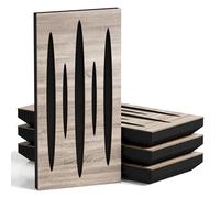 Set di 4 pannelli acustici decorativi stretti con tessuto vellutato | 50x25cm | Controllo del rumore e riduzione dell'eco | Assorbimento e diffusione sonora | [PULSAR-F -Sonoma | Nero]