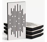 Set di 4 pannelli acustici decorativi stretti con tessuto vellutato | 50x25cm | Controllo del rumore e riduzione dell'eco | Assorbimento e diffusione sonora | [WAVE-F -Bianco | Nero]