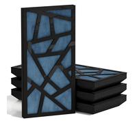 Set di 4 pannelli acustici decorativi stretti con tessuto vellutato | 50x25cm | Controllo del rumore e riduzione dell'eco | Assorbimento e diffusione sonora | [SKYROSS-F -Plastica nera | Blu]