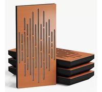 Set di 4 pannelli acustici decorativi stretti con tessuto vellutato | 50x25cm | Controllo del rumore e riduzione dell'eco | Assorbimento e diffusione sonora | [WAVE-F -Ciliegio | Grigio]