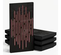 Set di 4 pannelli acustici decorativi stretti con tessuto vellutato | 50x25cm | Controllo del rumore e riduzione dell'eco | Assorbimento e diffusione sonora | [WAVE-F -Plastica nera | Rosa]