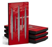 Set di 4 pannelli acustici decorativi stretti con tessuto vellutato | 50x25cm | Controllo del rumore e riduzione dell'eco | Assorbimento e diffusione sonora | [PULSAR-F -Plastica rossa | Grigio]