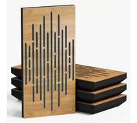 Set di 4 pannelli acustici decorativi stretti con tessuto vellutato | 50x25cm | Controllo del rumore e riduzione dell'eco | Assorbimento e diffusione sonora | [WAVE-F -Rovere | Blu]